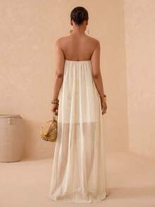 Vesra Women's Elegant Chiffon Dress - Apricot - View 2