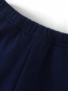 2件組男童休閒 Polo 衫與長褲套裝，Logo 刺繡對比袖口，夏季穿搭，優雅返校、職業日、度假服飾 - 白色 - 查看 6