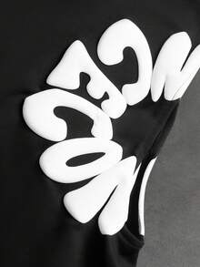 SLATEMANN Men's Round Neck Letter Graphic Casual Versatile Daily Wear Top - Black - View 5