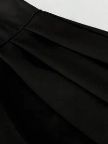Elenzga Robe de mariée d'automne élégante noire pour femmes grande taille, bretelles spaghetti haute élasticité, nouée à la taille, jupe plissée, pour soirée, festival de musique, rendez-vous - Noir - Voir 5