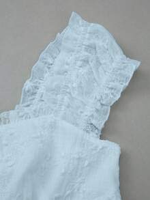 Elamini 新款优雅蓝色提花露背迷你连衣裙，甜美性感度假风，乡村气息，适合毕业典礼、度假、海滩、派对、婚礼等场合。 - 藍色 - 查看 3