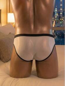 SHEIN DrisQ 男士对比色低腰三角性感内裤 - 黑與白 - 查看 2