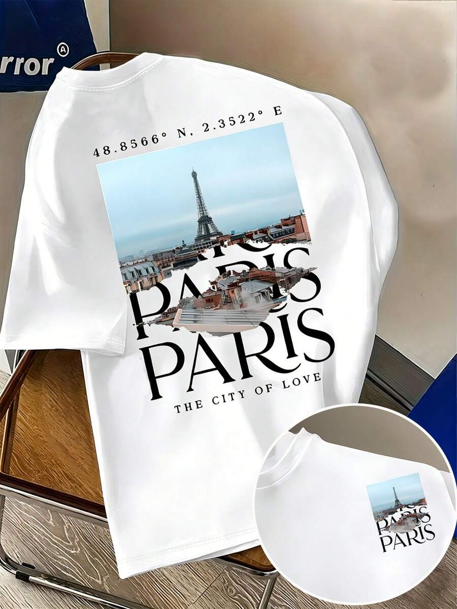 Resyla Men's Slogan Print Round Neck Short Sleeve Casual T-Shirt - White - View 1