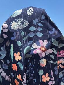 SHEIN 夏季孕妇休闲碎花拼接哺乳连衣裙 - 藏蓝色 - 查看 7