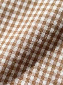 Pariaura Áo croptop cổ chữ V kẻ caro đỏ trắng cổ điển ngọt ngào - Dây nơ, lưng hở, viền bèo nhún, thích hợp cho mùa xuân hè. Áo croptop ôm dáng thanh lịch kẻ caro đỏ trắng cổ chữ V - Dây nơ, lưng hở, viền bèo nhún, thích hợp cho mùa xuân hè. Áo croptop trẻ trung, rực rỡ kẻ caro đỏ trắng cổ chữ V - Dây nơ, lưng hở, viền bèo nhún, thích hợp cho mùa xuân hè. - Cà phê nâu - Xem 5