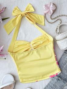 SHEIN Áo ba lỗ và áo hai dây cho bé gái tuổi teen - Màu vàng - Xem 2