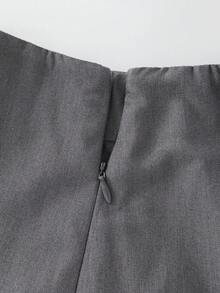 SHEIN PETITE 女士优雅A字裙，灰色，适合通勤 - 灰色 - 查看 5