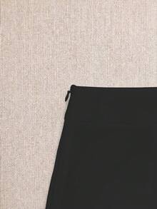GlowEve 女款優雅純色泡泡袖短版上衣與迷你裙兩件套，夏季 - 黑色 - 查看 5