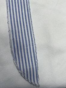 SHEIN Franclia 女士蓝色金属纽扣系带蓝白条纹棉质连衣裙 - 藍白色 - 查看 6