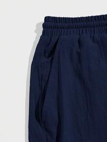 Manfinity VCAY Quần short nam dệt dây rút eo phong cách casual với túi chéo, đi nghỉ mát, quà tặng Ngày của Cha - Màu xanh lam - Xem 6