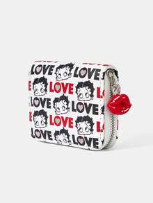 Betty Boop x SHEIN 1. Ví đựng tiền xu khóa kéo tối giản hình mặt dây chuyền hình môi đỏ LOVE, phù hợp cho nữ. - Màu trắng 1 - Xem 2