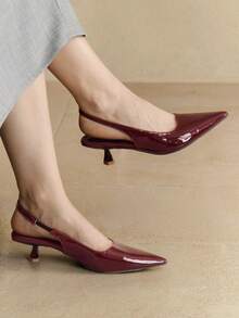 Alvarani Women's Black Pointed Toe High Heel Shoes Fashion Pointed Toe Formal High Heel Shoes Fashionable Ankle Strap High Heel Shoes - Burgundy - View 2