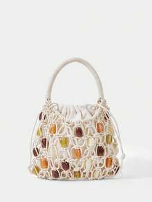 SHECARRY Ladies' Handbag, White, Fashionable, Elegant, Vacation, Party - Beige - View 2