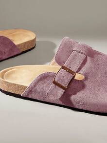 Solecia Women's New One-Pedal Half-Pack Slippers Imitation Suede Material Is Comfortable And Versatile - Purple - View 5