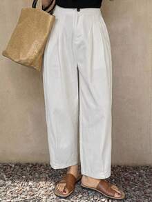 Vivie Lora Solid Color Loose Cropped Pants, Elegant And Formal Summer Wear For Middle-Aged And Elderly Women - White - View 5