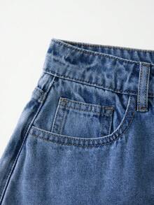 GlowEve 女士夏季休闲日常斜插口袋裹身牛仔短裤 - 深色水洗藍 - 查看 7