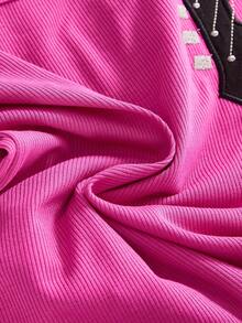 ROMWE Grunge Punk 可爱摇滚贝斯音符图案加大码女式背心 - 粉色 - 查看 4
