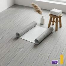 Madebyblanc 1 Roll Light Gray Wood Grain Peel And Stick Floor Sticker, 11.8" / 17.5" Width Options, Waterproof Self Adhesive Vinyl Floor Decal With Free Installation Kit, Removable Non-Slip Renter Friendly Floor Covering For Home DIY Renovation - Oak floor sticker - light gray - View 3