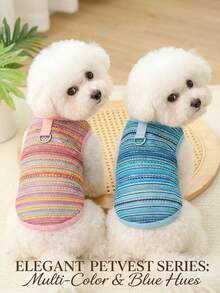 PETSIN 1件新款春夏镂空宠物背心，适合犬猫，比熊犬宠物服装 - 彩色 - 查看 2