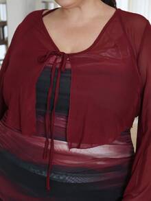 Pretty and Ole Plus Size Casual Romantic Dress & Cover Up 2 Pieces Set Elegant - Multicolor - View 4