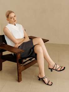 Alvarani 女士简约系带露趾高跟凉鞋，细高跟鞋，2025 年夏季时尚新品，不累脚 - 黑色 - 查看 5