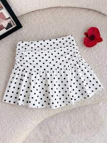 Chân váy mini chữ A xếp ly, chất liệu dệt kim màu trắng, kiểu dáng thường ngày, đa năng, thích hợp cho bé gái tuổi teen, đi nghỉ mát, phù hợp cho mọi mùa. - Đen và trắng - Xem 6