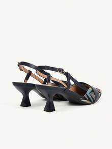 CUCCOO CHICEST 女款新款拼接腰帶尖頭法式優雅海軍藍高跟鞋 Slingback 穆勒鞋 通勤辦公 派對約會下午茶聚會 - 寶藍色 - 查看 6