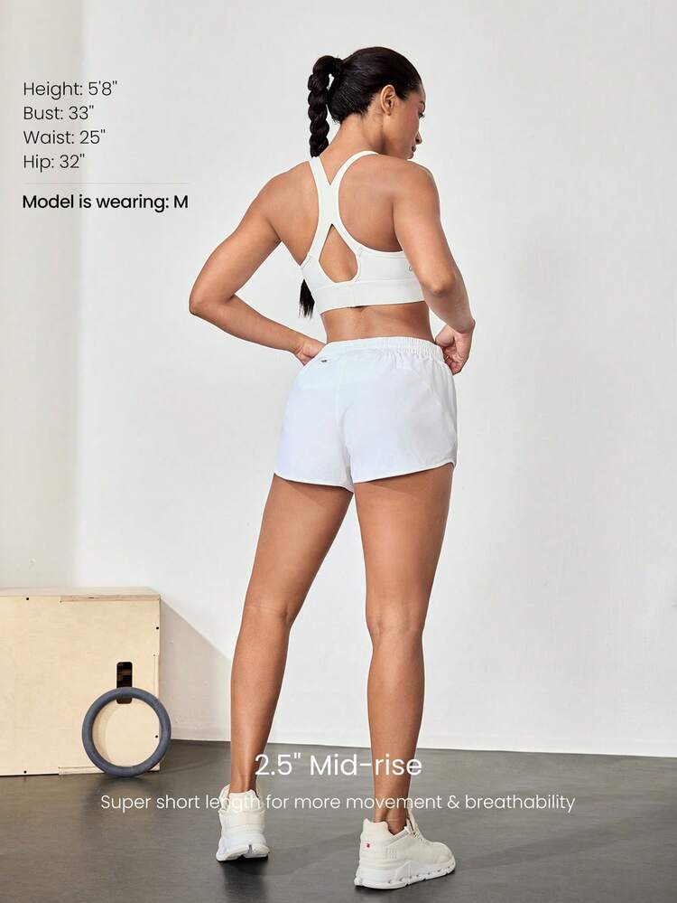 2,5" VitalSwift ultraleichte, feuchtigkeitsableitende Laufshorts mit verstellbarer Kordelzugmitte, reflektierend, mit eingebauter geruchshemmender Unterwäsche und Rückentasche, für High-Impact-Training, Laufen und Training