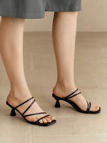 Alvarani 女士简约系带露趾高跟凉鞋，细高跟鞋，2025 年夏季时尚新品，不累脚 - 黑色 - 查看 6