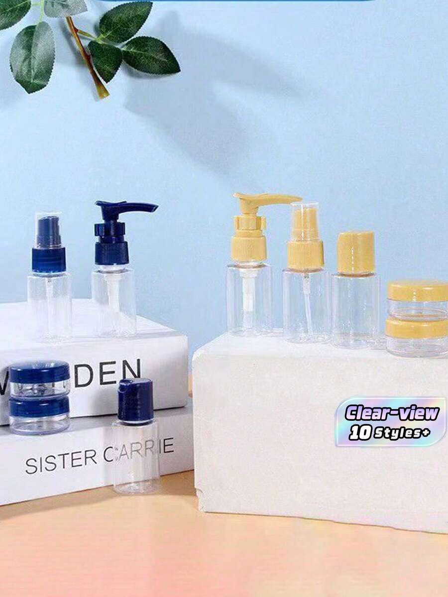 7Pcs Travel Toiletries Bottles Set, Leak-Proof Refillable Spray Containers For Shampoo Lotion, Portable Cosmetic Accessories For Men Women - Multicolor - View 1
