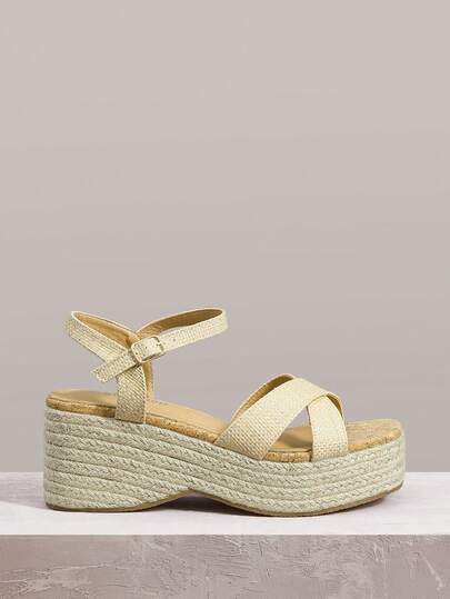 Styleloop Women's Shoes, Thick-Soled Wedge-Heeled Hemp-Woven Roman Sandals, High-Heeled Straw-Woven Cool Slippers, Holiday Atmosphere, Summer Wear, A Must For Travel