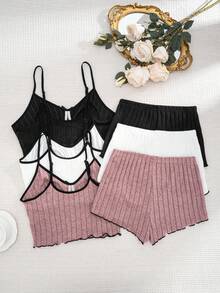 Softscene Bộ đồ mặc nhà thường ngày màu trơn 3 món - Nhiều màu - Xem 2
