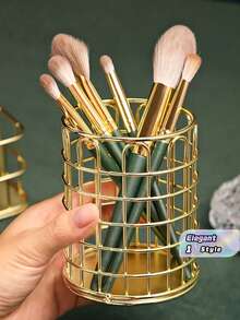 1pc Hộp đựng bút rỗng bằng kim loại dùng để đựng đồ trang điểm ngày lễ tình nhân, ngày lễ tình nhân, ngày sinh nhật - Vàng - Xem 1