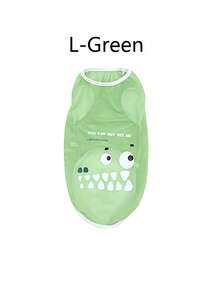 Dog Clothes Spring/Summer Cool Mesh Tank Top Compared To Bear Golden Hair Keji Thin Breathable Cartoon Print Tank - Green - View 18
