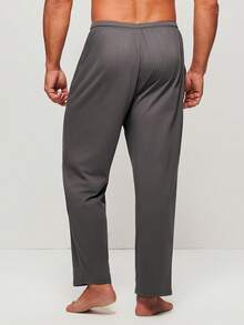 LUVLETTE Pantalones de pijama de algodón puro 100% suave y básico de color gris para hombres de talla grande, para primavera y verano, pantalones de salón, lencería como ropa exterior, pantalones de pijama transpirables, pijamas de otoño - Gris - Ver 3