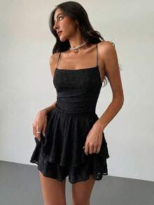 Aloruh Women's Sexy Solid Color Backless Camisole Romper For Summer - Black - View 9