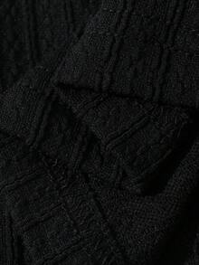 Camiseta casual de manga corta con botones y media cartera de unicolor para mujer - Negro - Ver 3