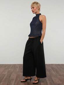 COUREZ QUẦN JOGGER NGẮN, CẠP CỰC THẤP - màu đen - Xem 2
