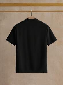 Manfinity VCAY 2pcs/Set Men's Solid Color Knit Casual Short Sleeve T-Shirts, Versatile Daily Wear - Black - View 5