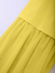 Franclia Plus Size Wedding Season Vest & Sheer Patchwork Midi Skirt 2 Pieces Set - Yellow - View 3