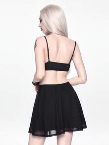 ROMWE Đầm ngắn nữ kiểu cánh dơi, hở lưng gợi cảm phong cách Gothic, thích hợp cho kỳ nghỉ xuân/hè. - màu đen - Xem 3