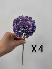1 pieza/3 piezas/4 piezas Claveles artificiales Tallos de flores artificiales Flores de seda falsas para arreglos florales de funeral, ramos de boda, coronas de cementerio, manualidades DIY, Día de San Valentín, regalos, cumpleaños, graduación - Morado - Ver 7