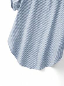 Linhara Plus Size Women's Round Neck Casual Cotton Light Blue Short Sleeve Comfortable Design Blouse,Suitable For Daily, Spring/Summer Formal Vacation - Blue - View 3