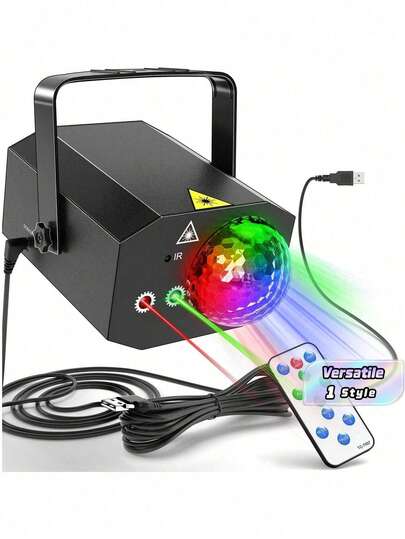 Mslitely Party Lights DJ Disco Ball Lights With USB Cable And Pattern Projection Sound Activation, RGB Color Strobe Stage Lighting, ABS All-In-One Body Suitable For Party Indoor Dance Birthday Carnival Bar Karaoke Christmas Wedding Performance Club