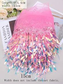 1PC New Sparkly Sequin Mesh Tassel Fringes DIY Stage Performance Costume Curtain Decorative Fabric, In Stock, Length: 30ft, Width: 6in - multicolor - View 20