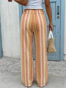 SHEIN EZwear Quần ống rộng kẻ sọc màu cam dệt kim dành cho nữ, thích hợp cho đi làm hàng ngày, hẹn hò, tụ họp, mùa thu/đông/hè, Giáng sinh, Năm mới, Lễ Tạ ơn, tiệc tùng, đám cưới, đi biển, lễ tốt nghiệp, thời trang, thanh lịch, thường ngày, đi chơi, hẹn hò, đặt chỗ, đi làm, nổi bật, Ngày lễ tình nhân, sang trọng, kỳ nghỉ, thường ngày, Y2K, đi chơi, lễ tốt nghiệp, v.v. - trái cam - Xem 2