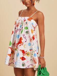 Travachic Women's Versatile Geometric & Horse Print Ruffle Hem Dress - Multicolor - View 5