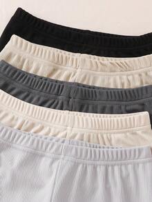 5件套女童纯色打底裤，舒适修身短款设计，适合春夏穿着 - 彩色 - 查看 5