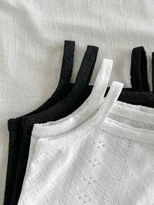 SHEIN Vintaside Kids 4件套新生女宝宝碎花连体衣，乡村风时尚优雅可爱舒适柔软面料套装，适合春夏穿着 - 黑與白 - 查看 7