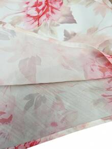 GlowEve Chiffon Printed Patchwork Sleeveless Romantic Vacation Dress For Women Beautiful Dresses For Woman Fashion Dress Floral Dress Women Wedding Lovely Dress - Pink - View 4